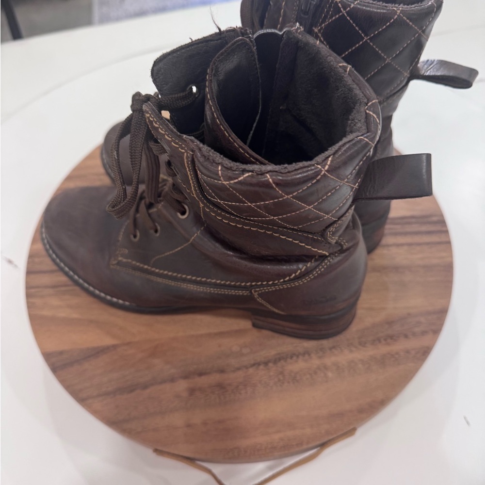 Taos Brown Leather Lace-Up Boots Size 41 - Picture 2 of 7